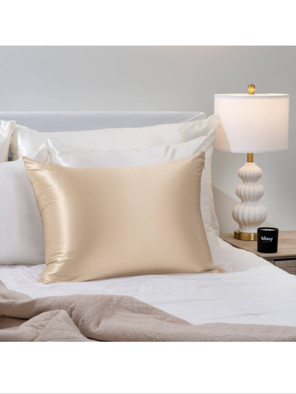 NWT Blissy Mulberry Silk Pillowcase, Natural Beige, Standard/Queen Or King Size